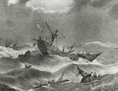 Anglo-Spanish War (1585-1604). Battle near Azores. Engraving.