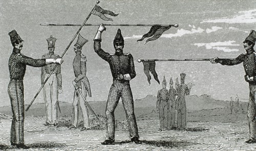 Practical exercises in fencing. Engraving. 19th century.