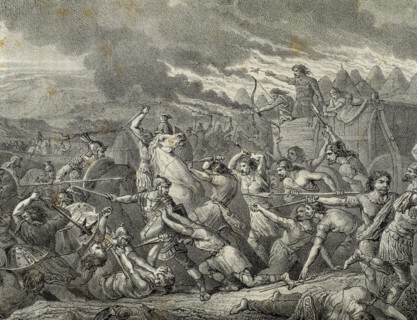 Roman conquest of Hispania. Battle between Celtiberian and Roman troops under Cayo Calpurnio Pison.