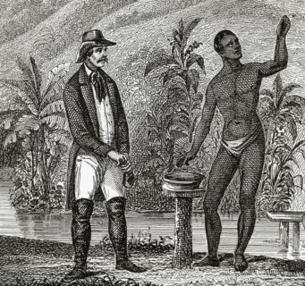 Foreman supervising the work of finding gold nuggets by slaves.