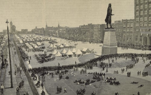 Railroad employees strike.