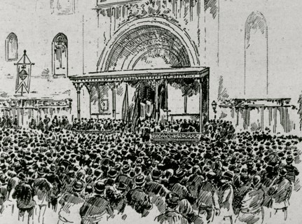Inauguration of the facade of the cathedral on April 10, 1887.