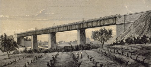 New iron bridge in the railroad from Granollers to San Juan de las Abadesas.