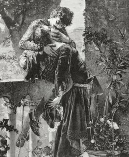 Romeo and Juliet kissing.