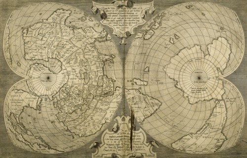 World map. Italian engraving. 16th century.