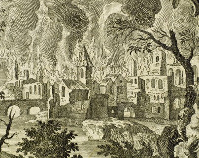 Destruction of Sodom and Gomorrah. Engraving.
