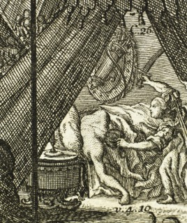 Judith beheading Holofernes. Engraving.