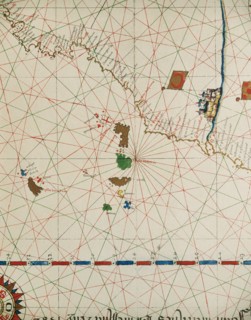 Map of the Canary Islands and the west coast of Africa.