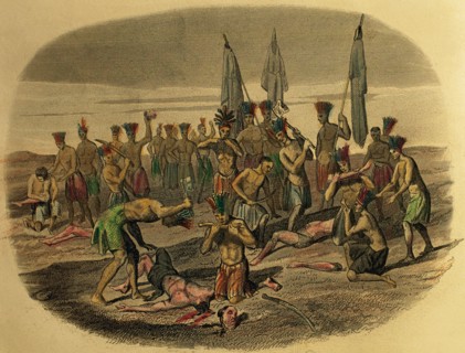 Death of the Franciscan missionaries, dismembered and devoured by Caribbean Indians.