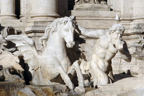 Trevi Fountain. Triton with a sea shell.