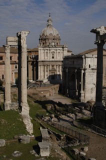 Arch of Septimus Severus and Church Santi Luca and Martina.