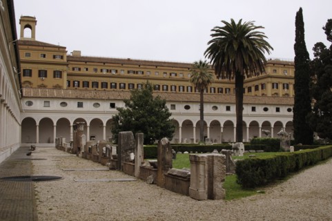 National Roman Museum (Baths of Diocletian). Patio with roman objects.