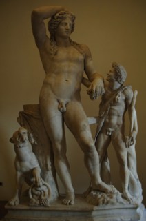 Statue of Dionysus with Panther and Satyr.