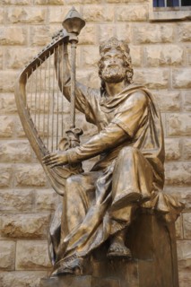 King David of Israel playing the harp.