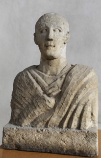 Funerary bust of a man.