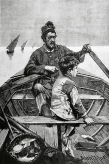Joan LLimona i Bruguera (1860-1926). Spanish painter. Engraving by Sadurni, copy of Rudiments. La Ilustracion, 1885.