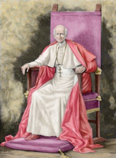 Pope Leo XIII (1810-1903). Engraving. Colored.