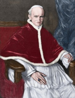 Pope Leo XIII (1810-1903). Engraving. Colored.