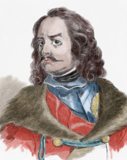 Peter the Great (1672-1725). Emperor of All Russia. House of Romanov. Engraving, 19th century. Colored.