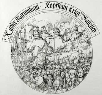 War of the Succession of Landshut (1503-1505). Siege of Kufstein (1505). Engraving.