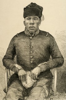 Masupha, Basuto chief, Portrait. Engraving,