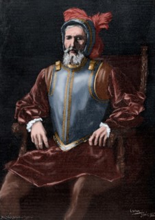 Miguel Lopez de Legazpi (1503-1572). Engraving. Colored.