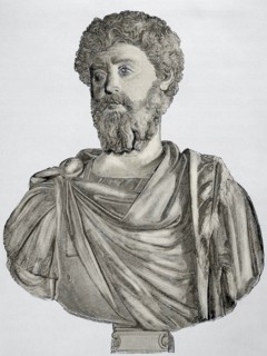 Marcus Aurelius (121-180 AD). Roman Emperor from 161-180. Engraving.