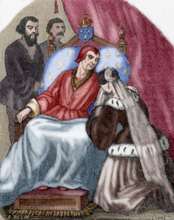 Death of Louis XI of France (1423-1483). Colored.