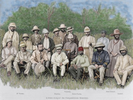 Staff officer of the expedition of Sir Henry Morton Stanley. Engraving. Colored.