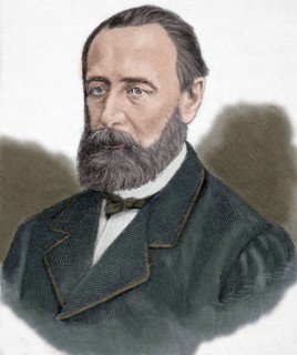 Mikhail Katkov (1818-1887). Engraving. Colored.
