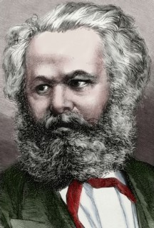 Karl Marx (1818-1883). German Philosopher, political economist and communist. Portrait. Colored engraving.