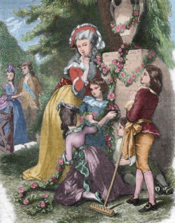 Marie Antoinette with her children in Trianon.