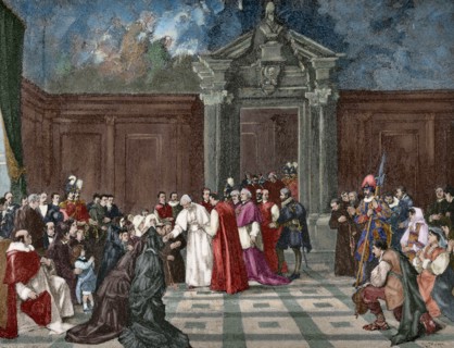 Pope Leo XIII during an audience at the Vatican.