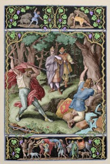 Siegfried killed by Hagen while hunting.