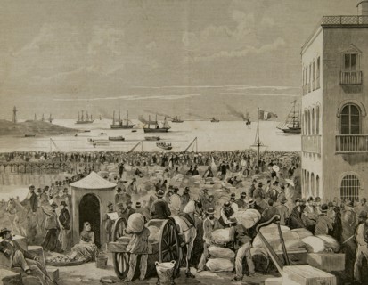 Chilean getting out after unlocking of the port of Iquique (Peru).