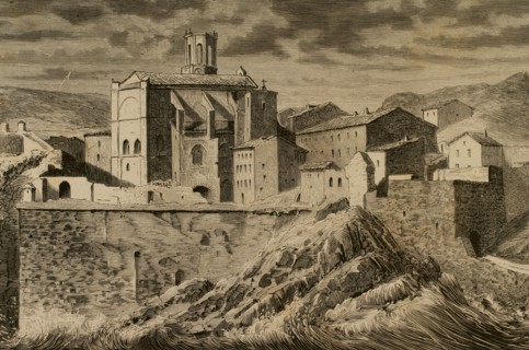 View of the town from the sea, birthplace of Juan Sebastian Elcano, with the Gothic church of San Salvador in the first place.