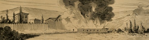 Destruction of the ammunition of Ugarte by General Pino's troops.