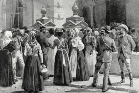 Exodus of Johannesburg. Native people leaving from the city.
