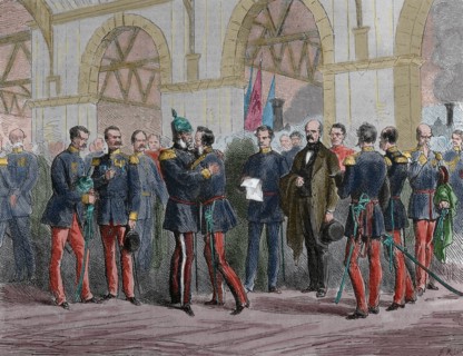 King William I of Prussia receiving the news of the declaration of war of France.
