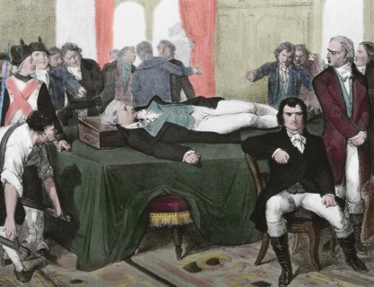 Corpse exhibited at the Paris City Hall.