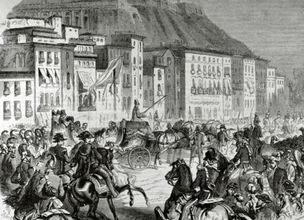 Entrance of King Victor Emmanuel II of Italy in Naples.