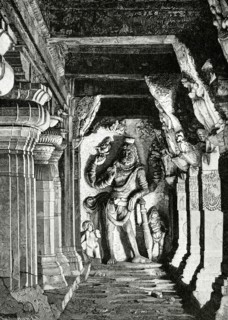 God Vishnu with lion's head in the Temple of Arisimba, India.