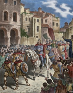 Berenguer Ramon II taking the city of Tarragona, Catalonia.
