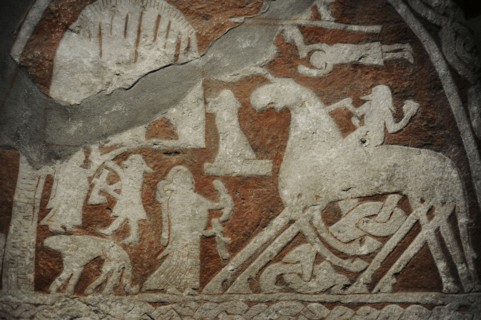 Viking stele showing Odin's horse Sleipnir.