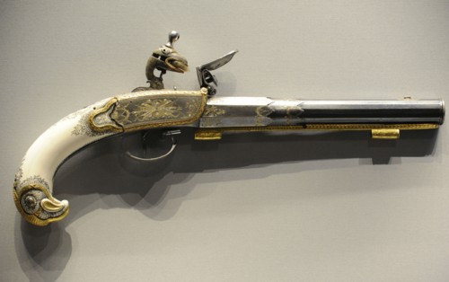 Flintlock pistol.