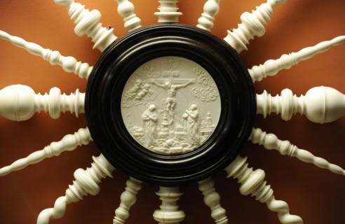 Sanctuary cross with medallions. Crucifixion.