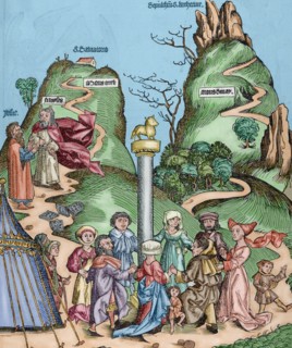 Moses and Joshua descend from Mount Sinai with the tablets of the Law broken and found the Israelites worshiping the golden fleece.