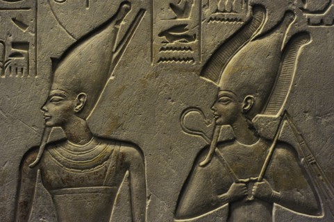 Stele of Haremheb adoring Atum, Osiris, Ptah-Sokar.