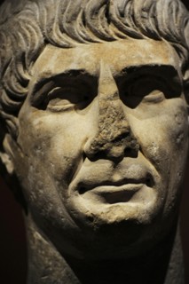 Roman bust of emperor Trajan of the decennalia type.
