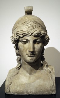 Marble Roman bust of Goddess Athena.